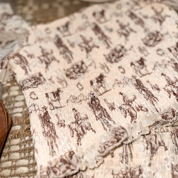 NWT Western Scene 2-Piece Skort Set | Cream Smocked Crop Top + Skort - Picture 7 of 10